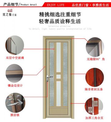 铝合金门窗厂家直销铝合金卫生间平开门YP-614